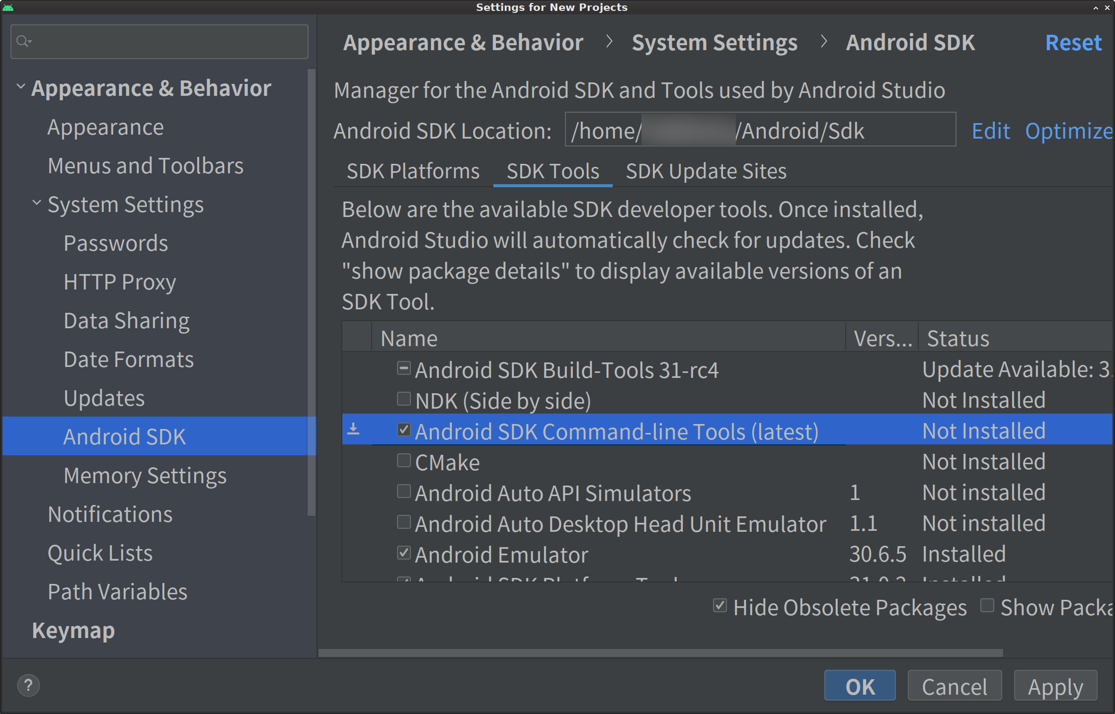 Android Studio Settings