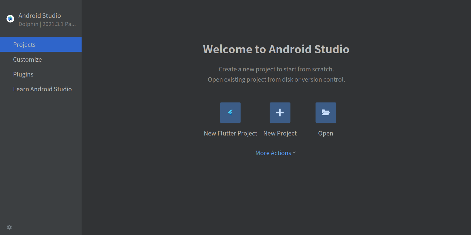 android studio create a new flutter project