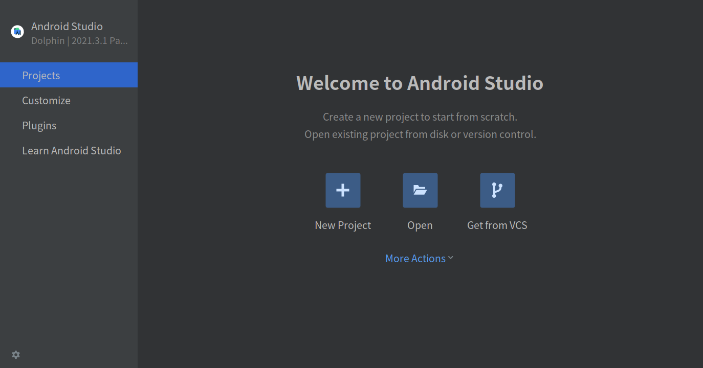 android studio create a new project
