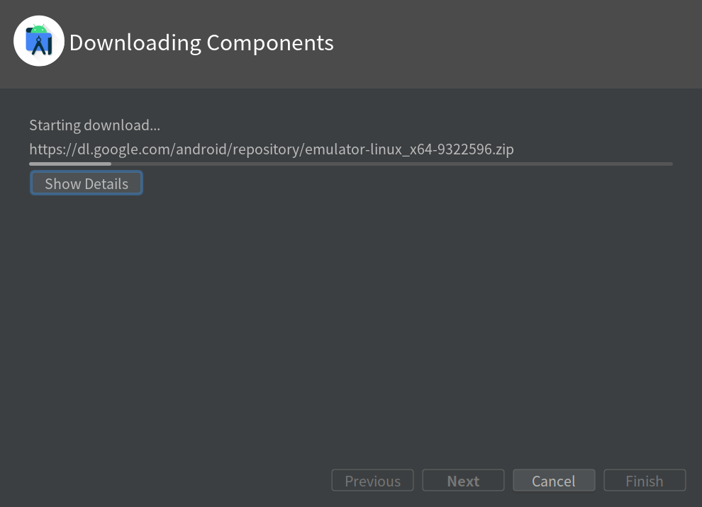 android studio downloading components