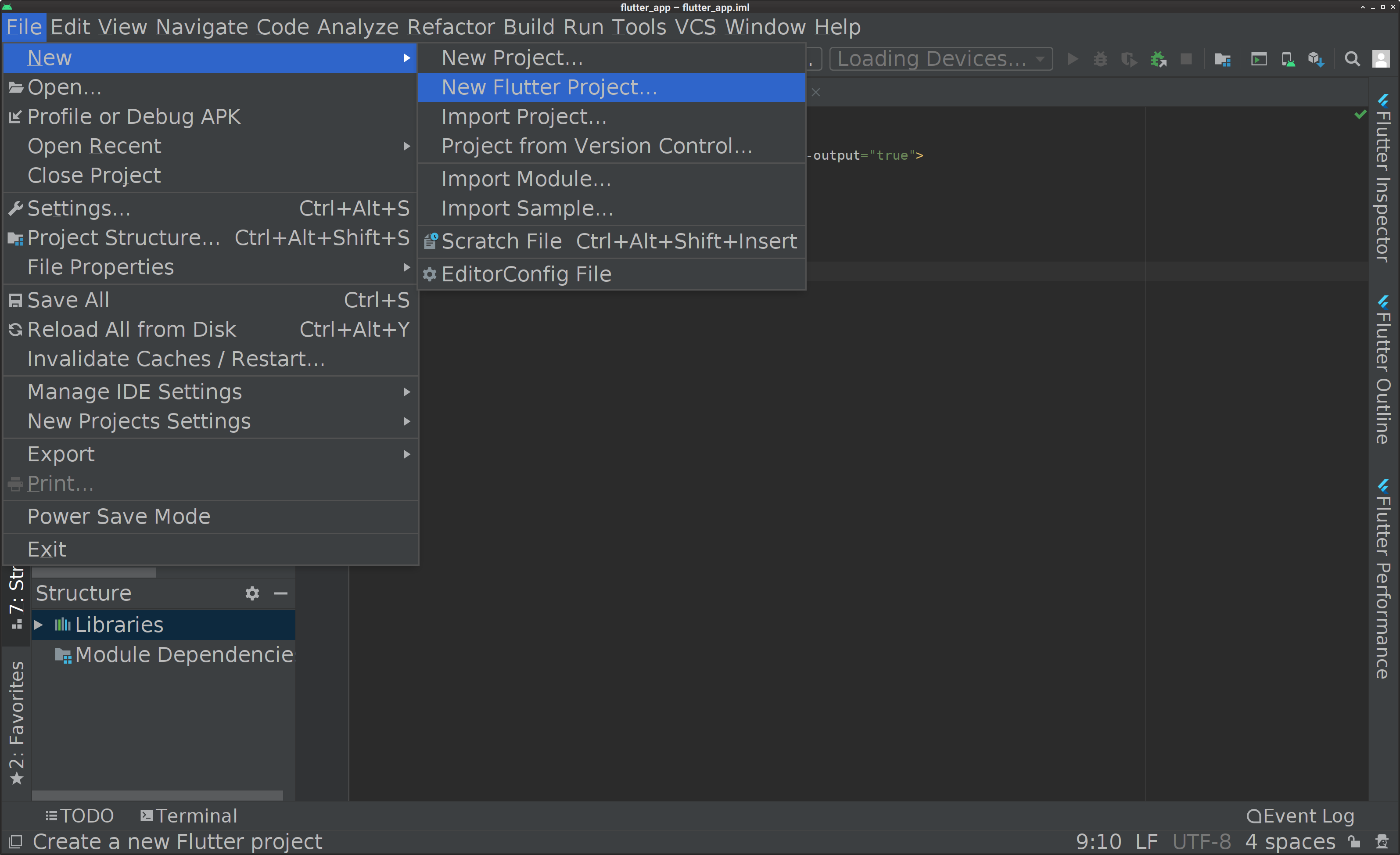 Android Studio Create another flutter project