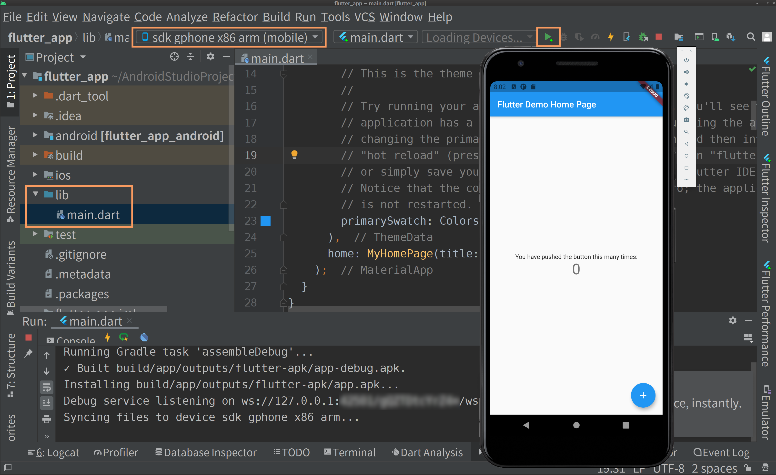 Android Studio Flutter 2 demo app